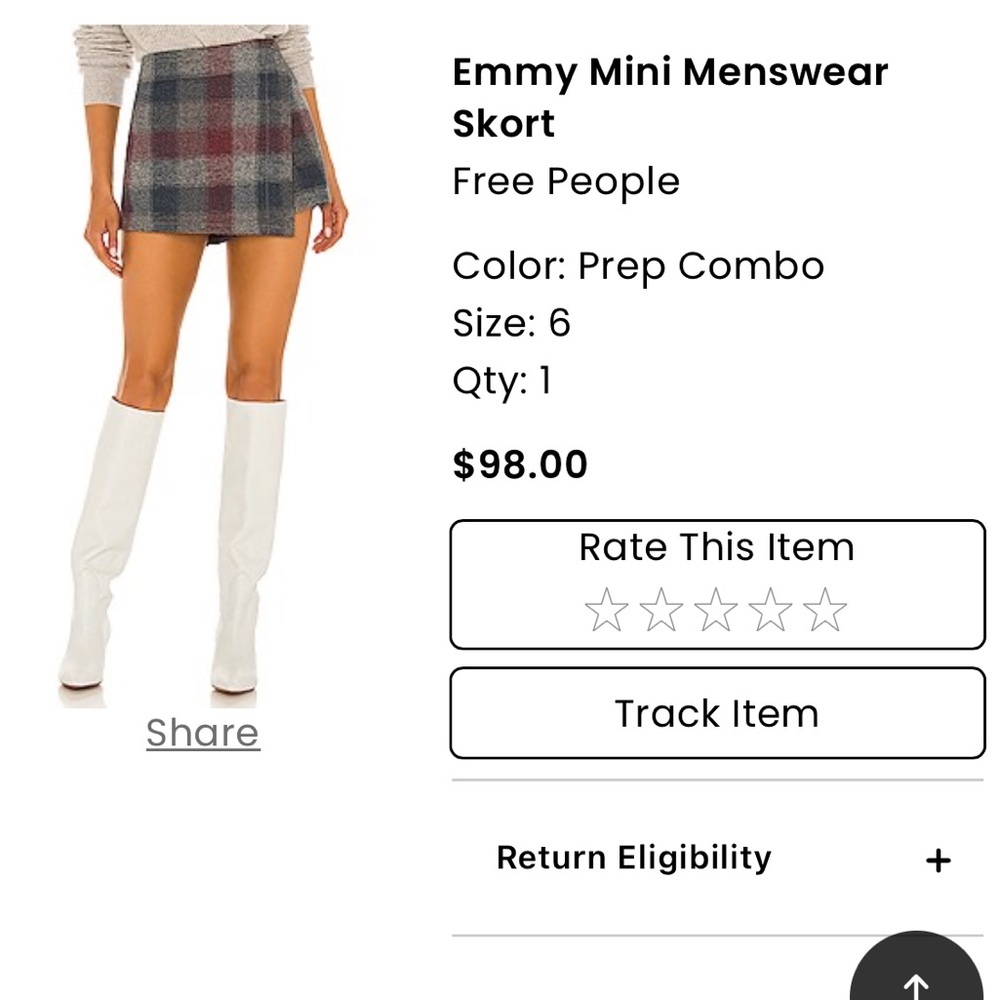 Free People - Emmy Mini Menswear Skort